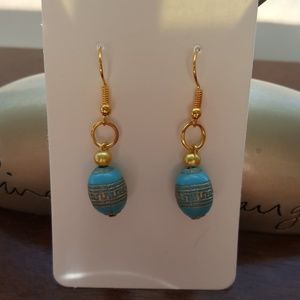 Golden Blue Aztec Egg Earring's⭐️